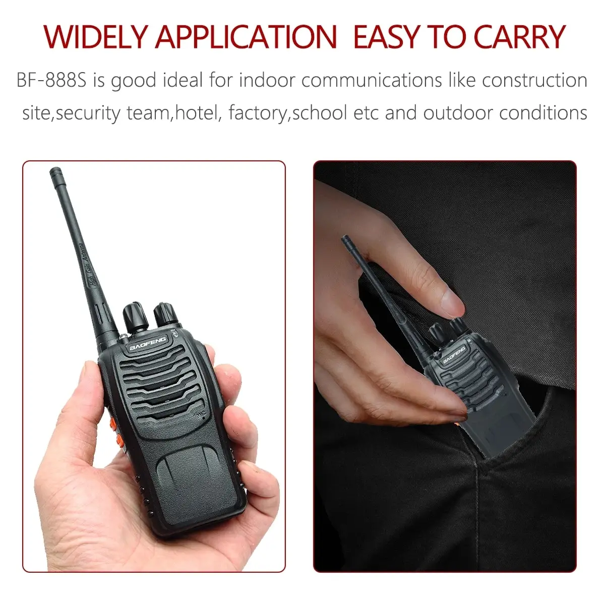 2pcs Baofeng BF-88E Long Range Walkie Talkie UHF 400-470MHz Ham Two Way Radio Comunicador Transceiver for Hotel Camping image 4