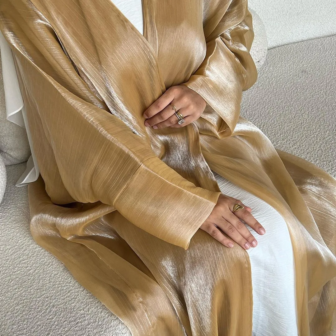 

Ramadan Eid Satin Abaya Kimono Kebaya Turkey Islam Muslim Modest Dress Damen Prayer Clothes Women Kaftan Robe Femme Musulmane