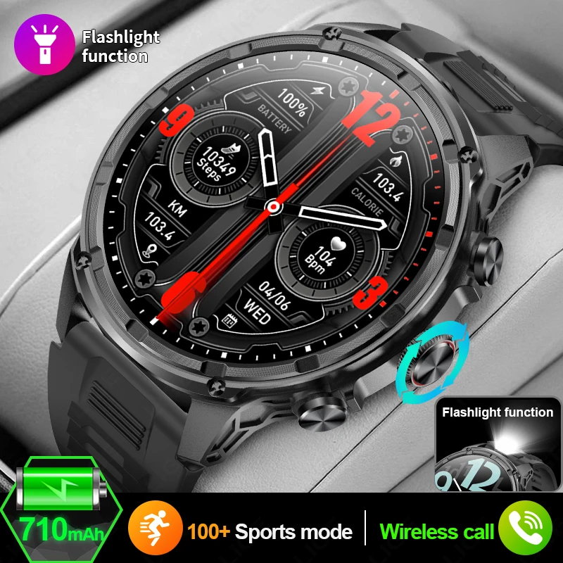 LIGE New Smart Watch Men 710mAh Large Battery LED Flashlight Watches 1.85'' Screen Health Monitor Military Sports Smartwatch Man