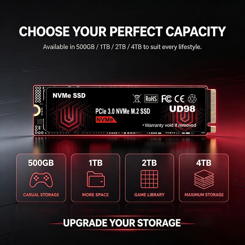 SSD NVMe UD98 de 4 TB, 500 GB, 1 TB, 2 TB, M.2 2280, PCIe 3.0, unidades de estado sólido internas para portátil e computador de secretária.