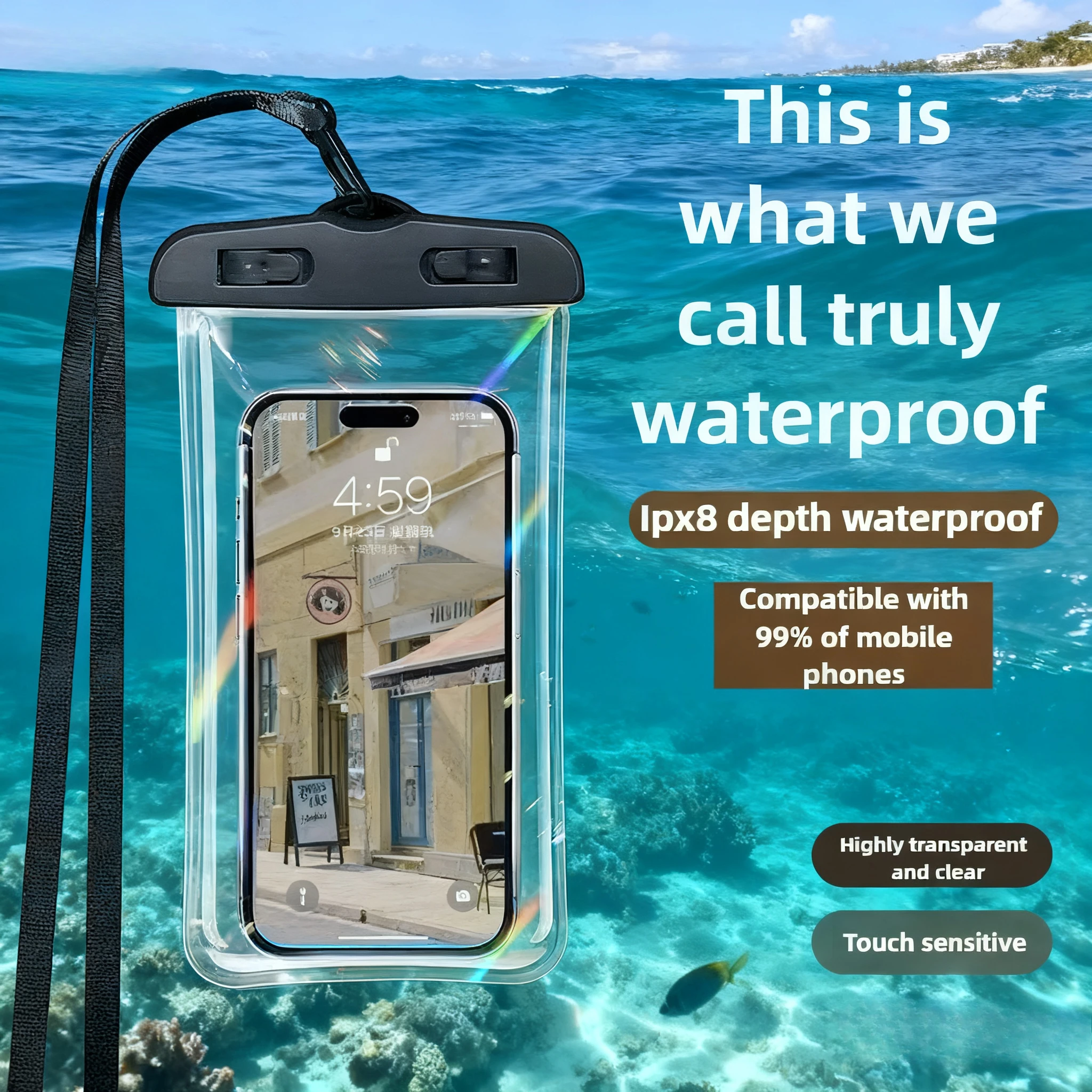 Bolsa impermeable para teléfono, bolsa de natación para buceo a la deriva, bolsa seca subacuática, funda para teléfono, deportes acuáticos, playa, piscina, esquí