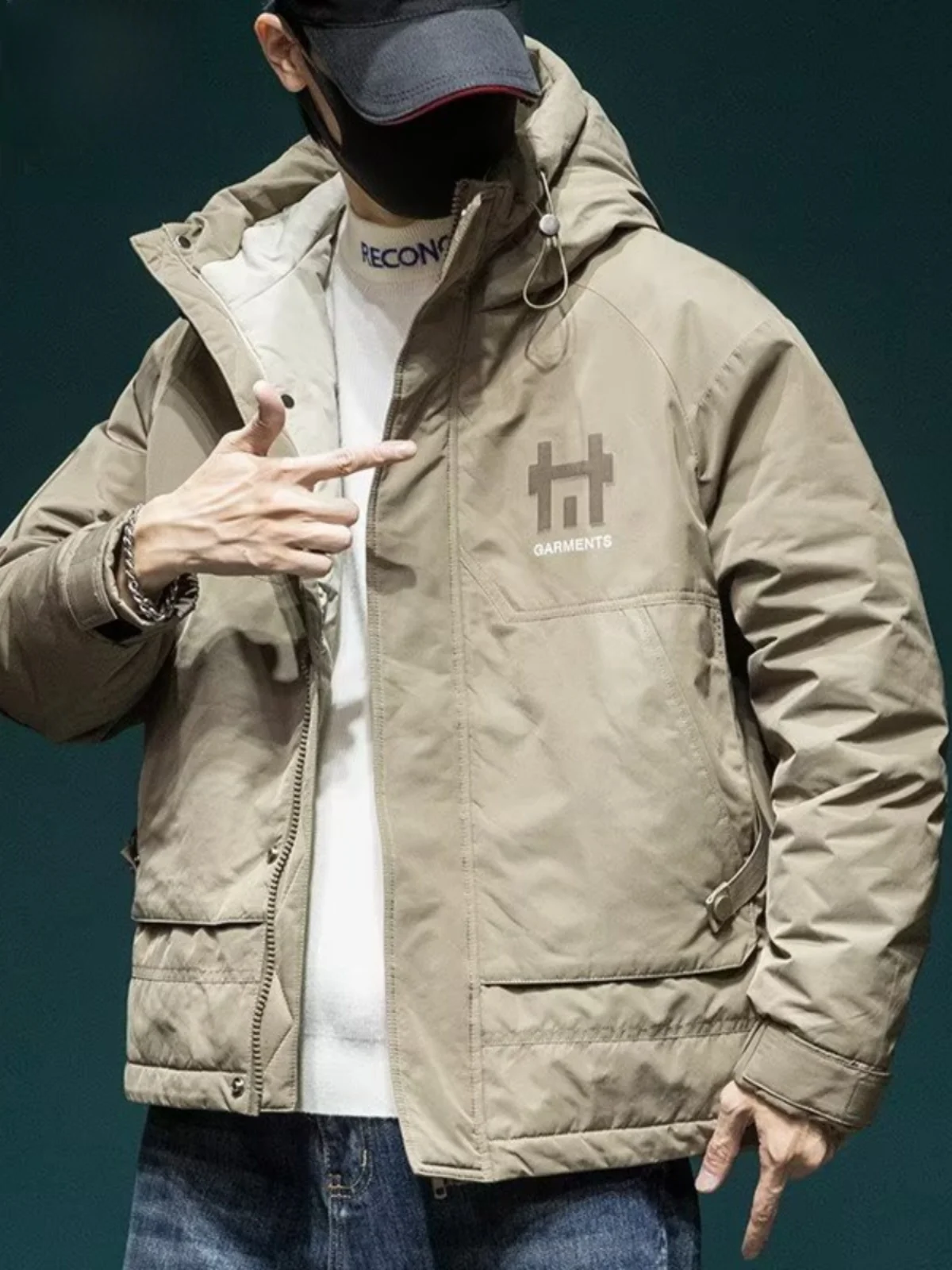 

Мужская зимняя куртка-пуховик премиум-класса цвета хаки, свободного кроя, больших размеров, утепленная, модная, с капюшоном, от бренда Thiened Sli