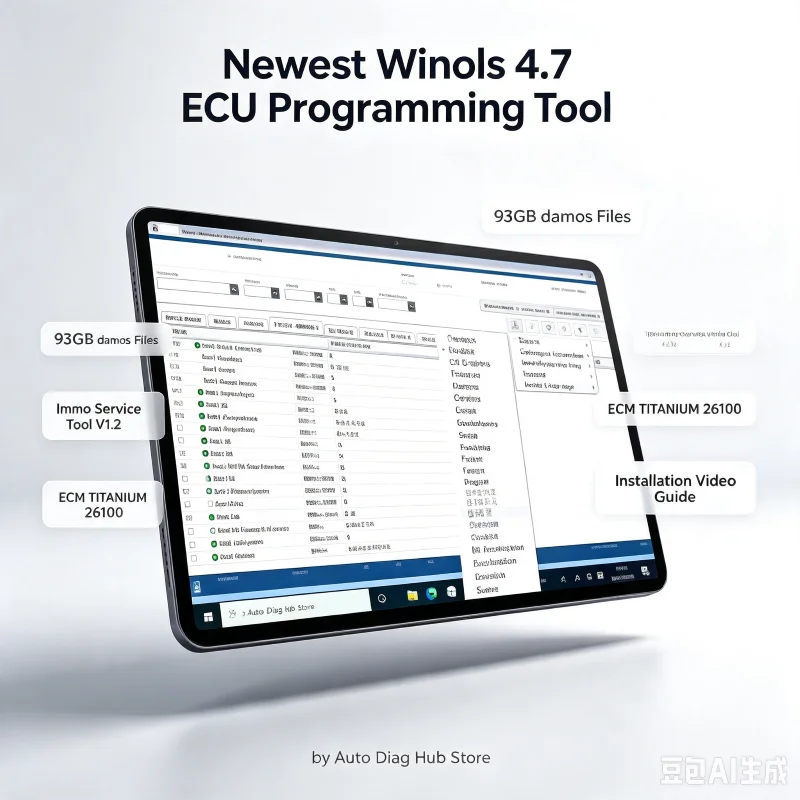 Newest Winols 4.7 ECU Programming Tool+93GB damos Files+Immo Service Tool V1.2+ECM TITANIUM 26100+Installation Video Guide