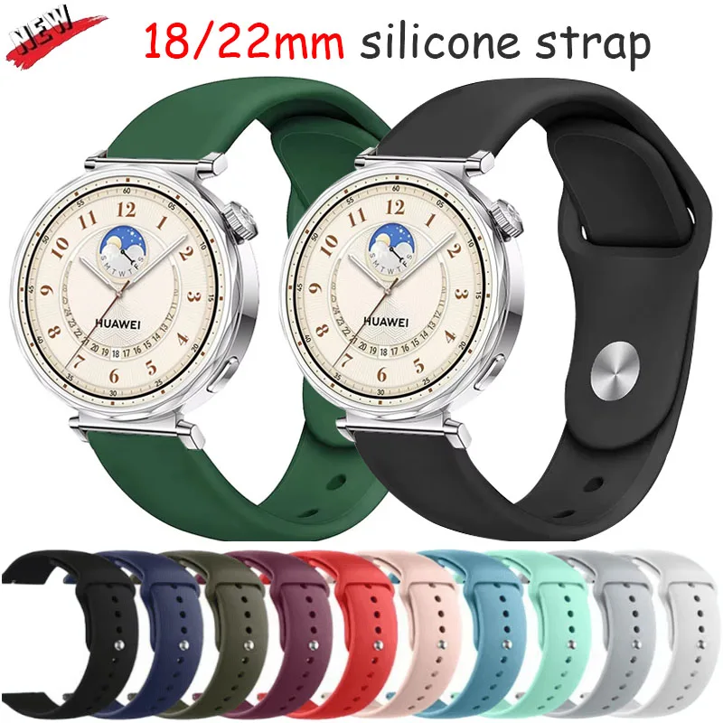 

22mm Silicone Band for Huawei Watch GT5 Pro/GT5 4 3 46mm Sports wristband for 18mm Huawei Watch GT5 Pro 42mm/GT5 4 41mm correa