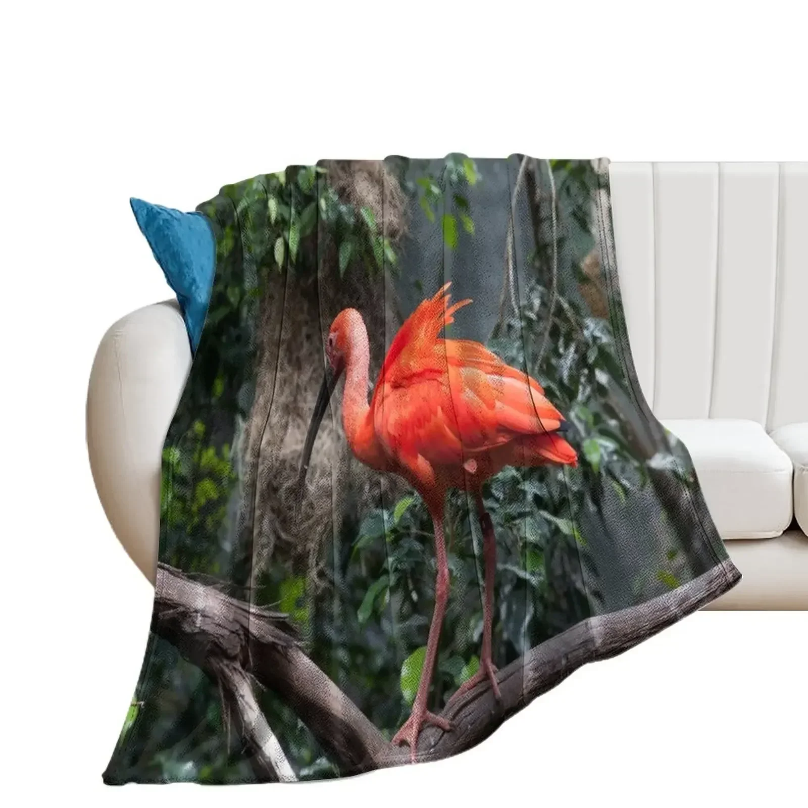 Scarlet Ibis perched on a vine Throw Blanket halloween Tourist Luxury Blankets