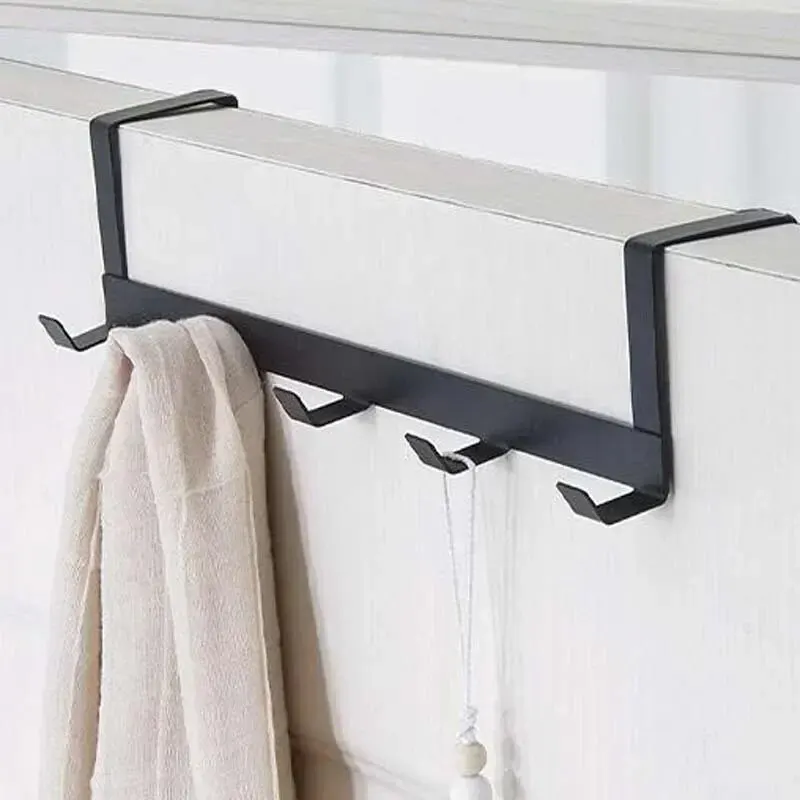 Hooks Over The Door 5 Hooks Home Bathroom Organizer Rack Clothes Coat Hat Towel Hanger Bathroom Kitchen Accessories