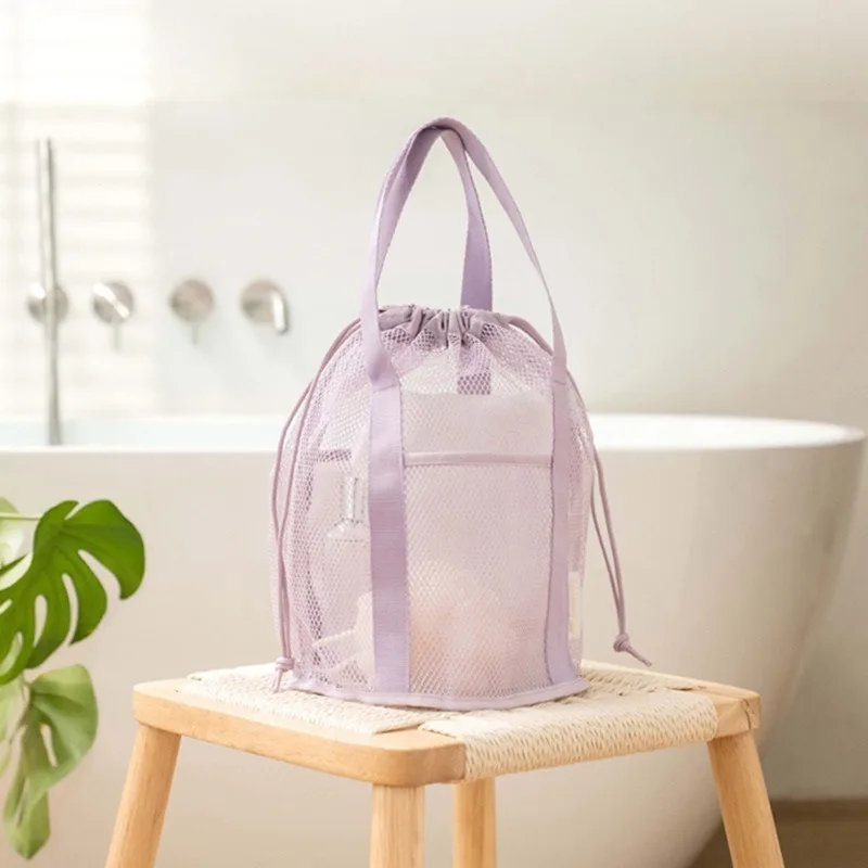 New Multifunctional Foldable Mesh Toiletry Bag, Bathroom Toiletry Mesh Bag, Travel Foldable Beach Bag