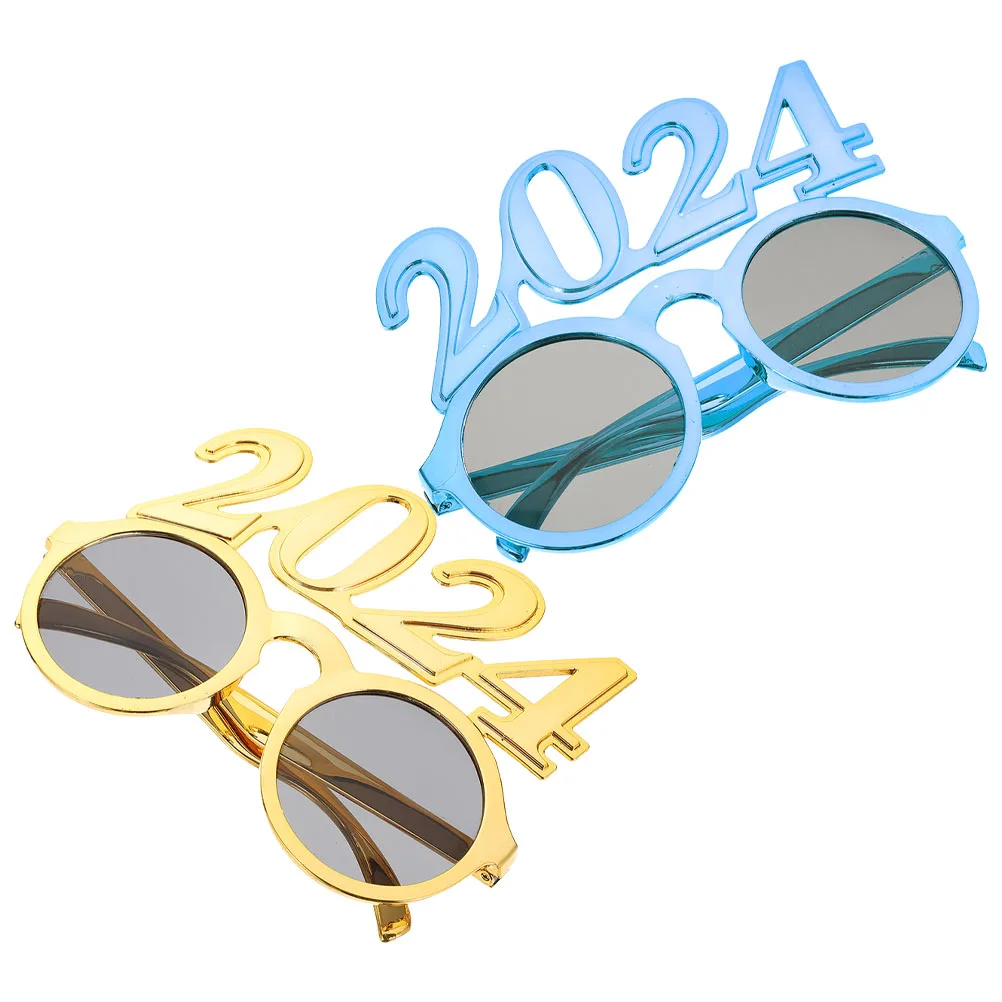 

Digital 2024 Funny Eyeglasses Round New Year Party Supplies Photo Booth Props Graduation Accessories Headwear Decor