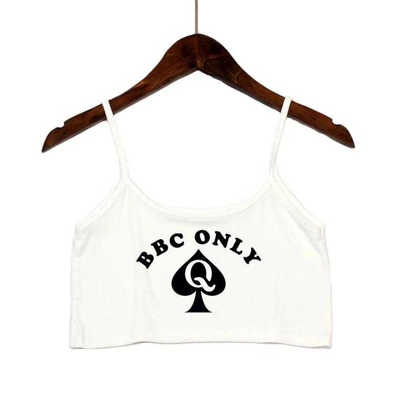 BBC ONLY Crop Top for Women Spades Sexy Letters Streetwear Girls Casual Clothes Elastic Camis Sleeveless Short Tank Top Bar