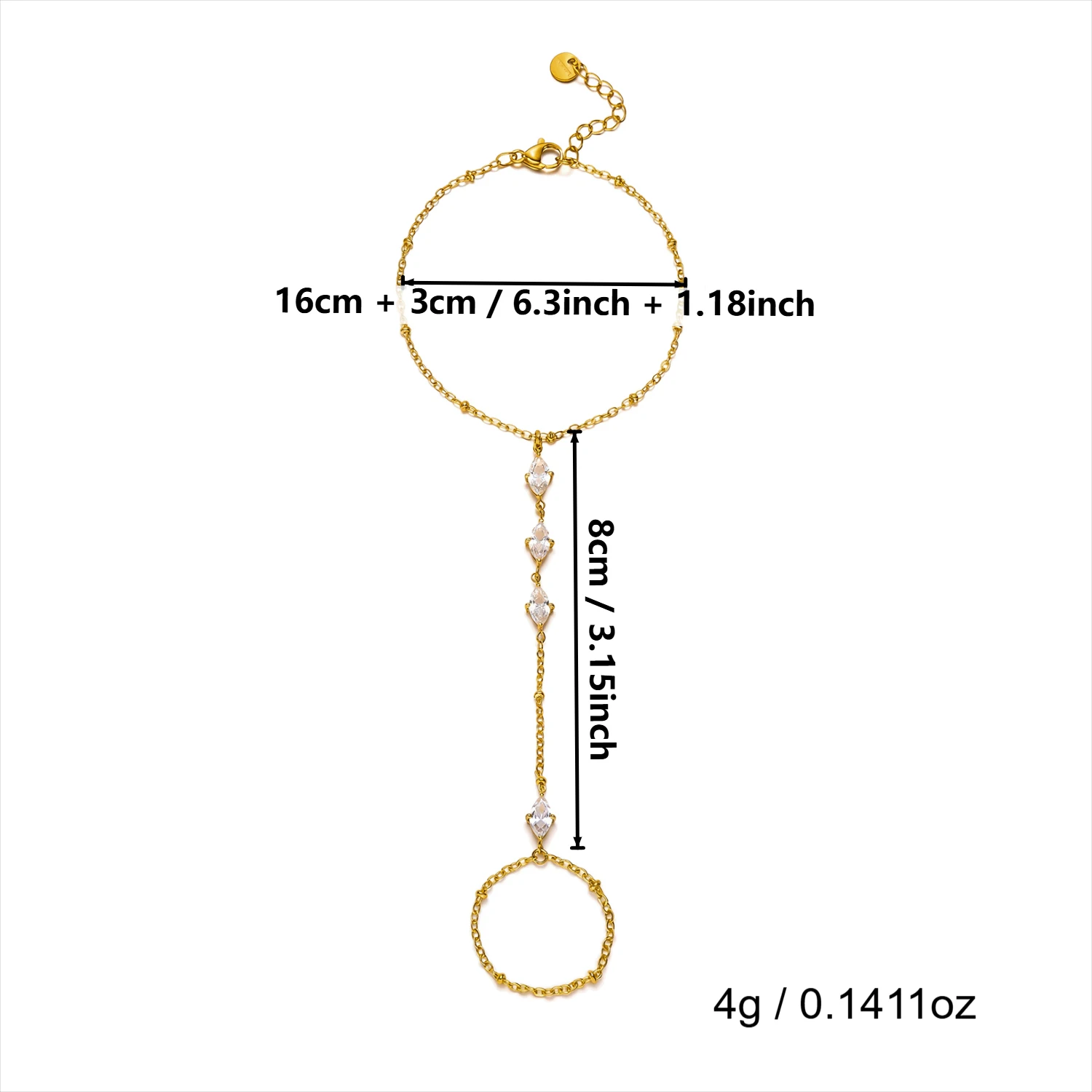 Minimalistisches CZ Edelstahl-Fingerarmband für Frauen Luxuriöse Braut Mehrlagige Handketten Party Hochzeit Schmuck Geschenk Wasserdicht – Detail 22