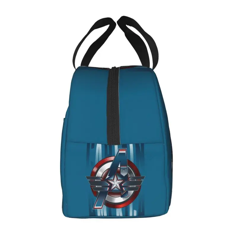 Captain America Insulated Lunch Box for Women Portable Thermal Cooler Lunch Bag School Picnic Food Container Tote Bags