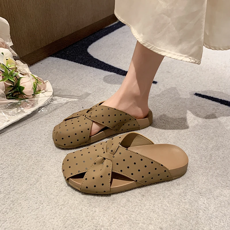 

2026 Summer Mary Jane Half Mules Women Closed Toe Flat Slippers Multi Size Casual Indoor Outdoor Daily Sandals