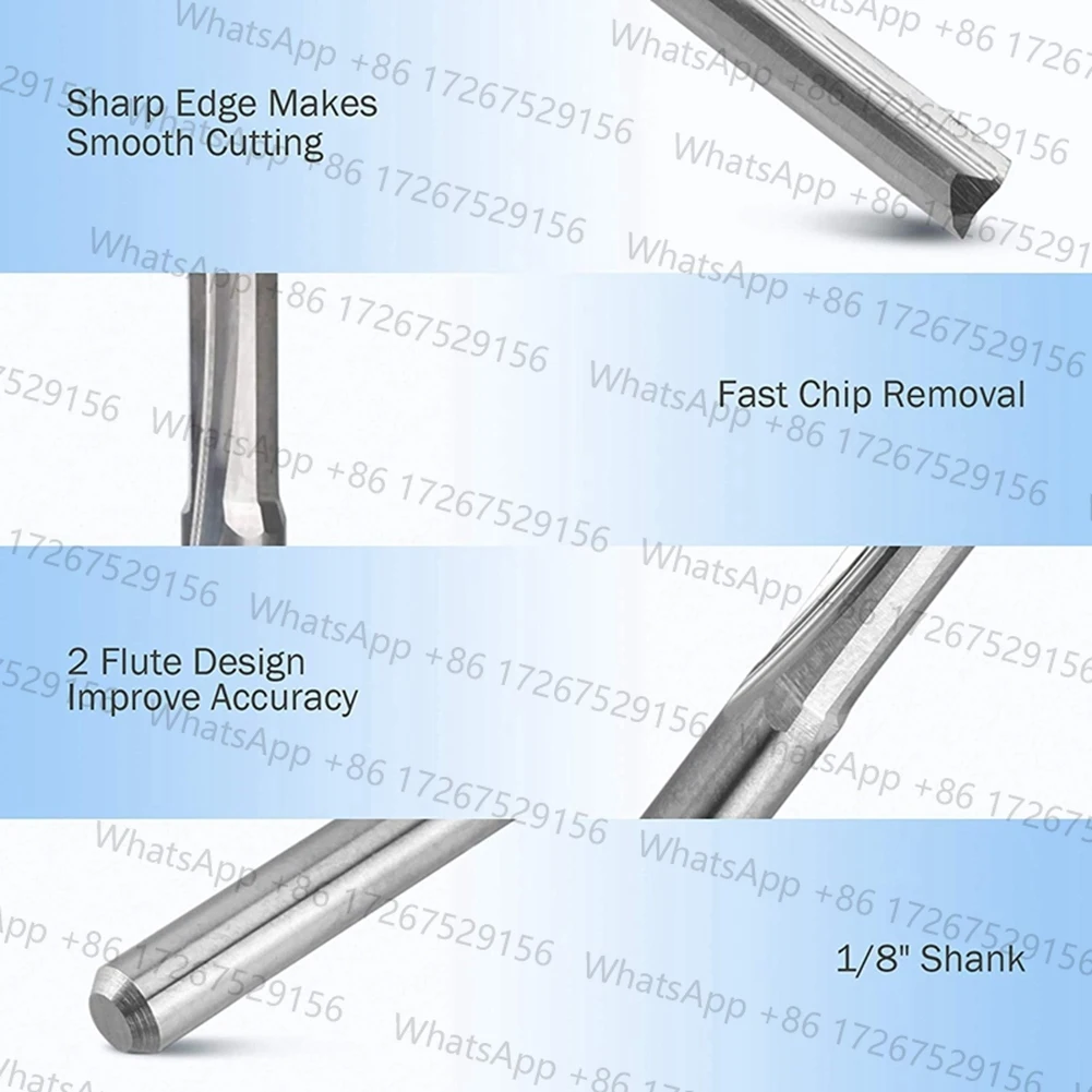 Trendy! 10Pcs 2 Flute Cnc Router Bits 3.175Mm Straight Slot Tungsten Steel Milling Cutter for Wood Plastic