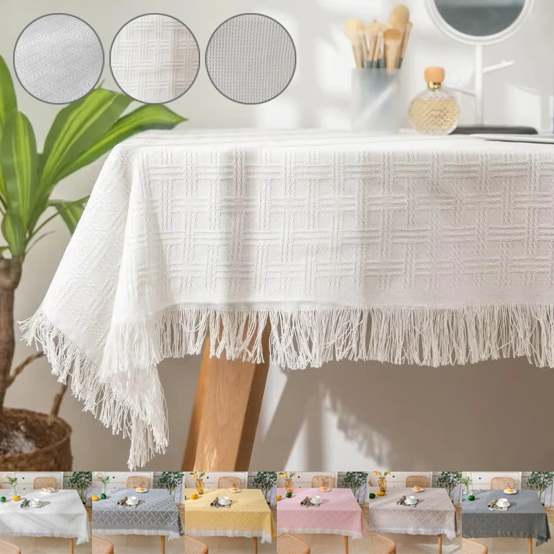 

1PC Dustproof Tablecloth Bohemian Tassels Table Cloth Washable Tablecloth Dining Table Decoration mantel de mesa rectangular