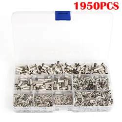1950PCS/600Pcs 0.5-6.0mm2 Uninsulated Copper Terminal Bootlace Ferrules Cord End Electrical Cable Crimp Terminals