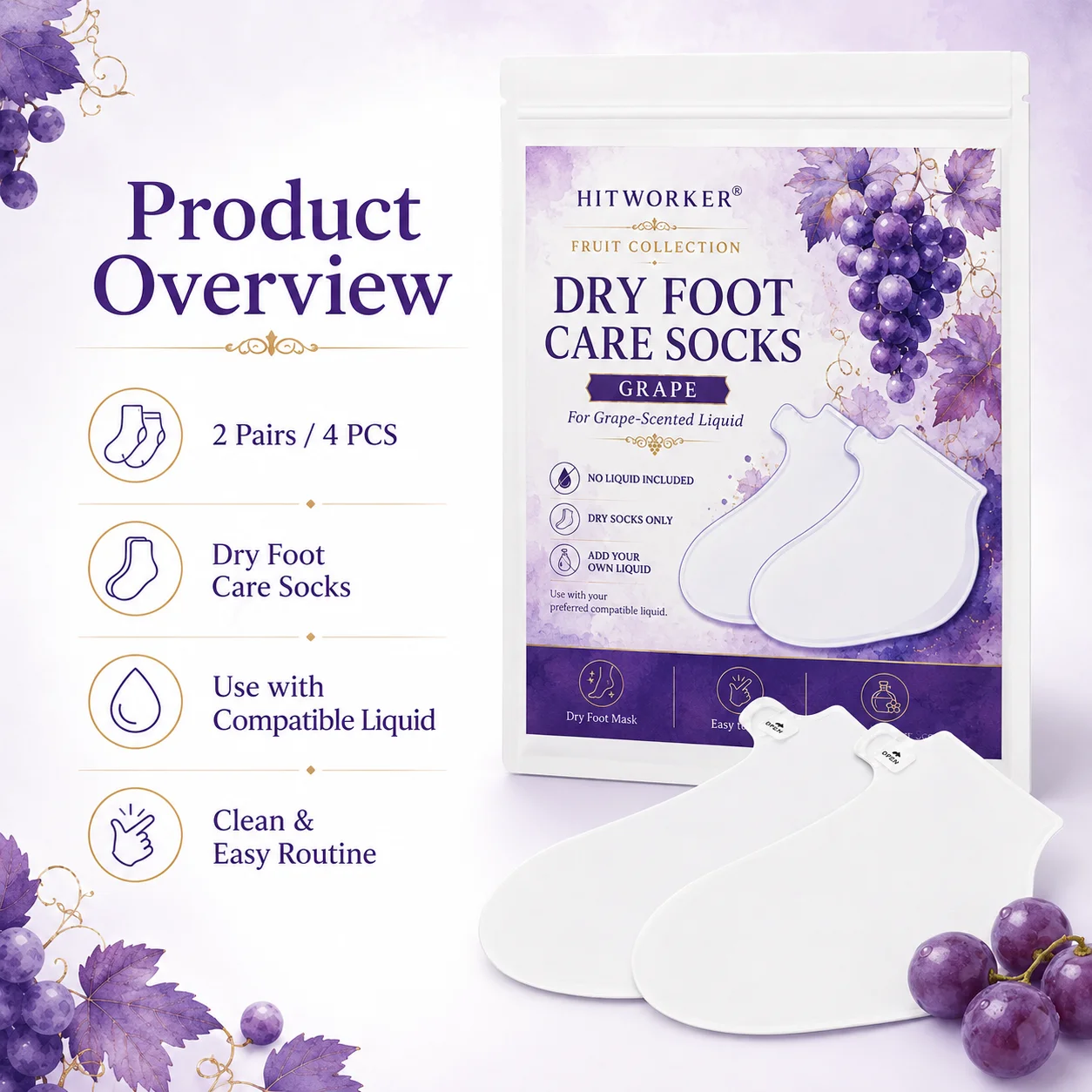 Hitworker Foot Mask Socks,Dry Foot Care Socks Customize Your Scent for DIY Foot Treatment Home Foot Spa,1/2 Pairs