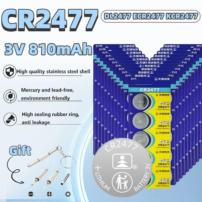 

CR2477 3V Lithium Button Cell Battery for Watch, Calculator, Toy - ECR2477 DL2477 KCR2477 - Long Lasting, Reliable Power