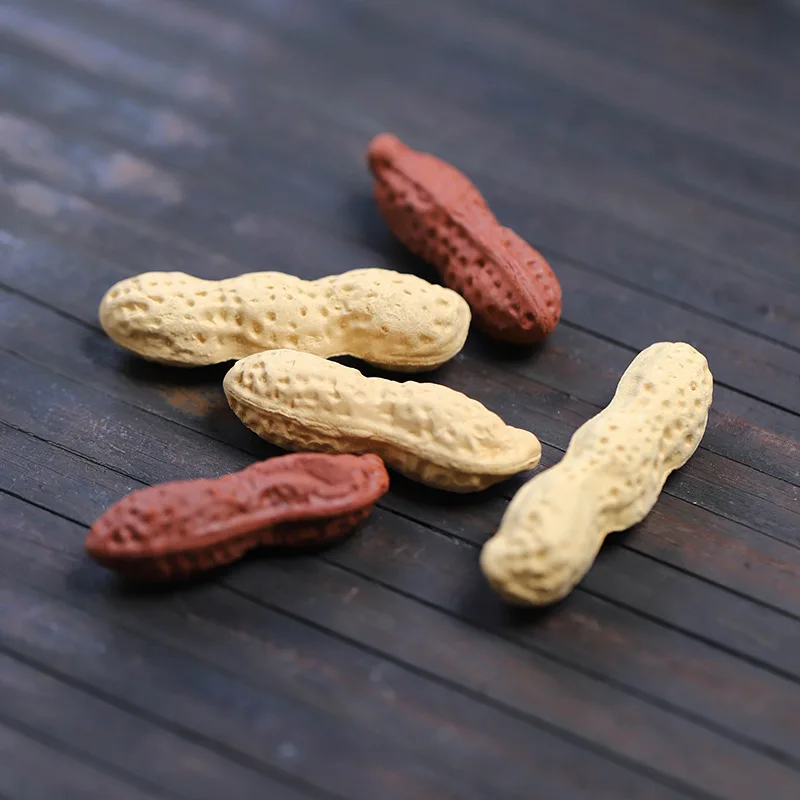 5PCS Tea Pet Peanut Bionic Sculpture Tea Set Immortality Fruit Ornament Tea Table Accessories Ceramic Tea play