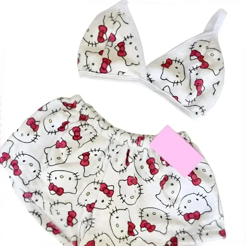 Sanrio Cartoon Hello Kitty Loose Ladies Pajama Suits Womens Sleep Bottoms Lounge Summer Beachwear Home Wear for Women Two-Piece