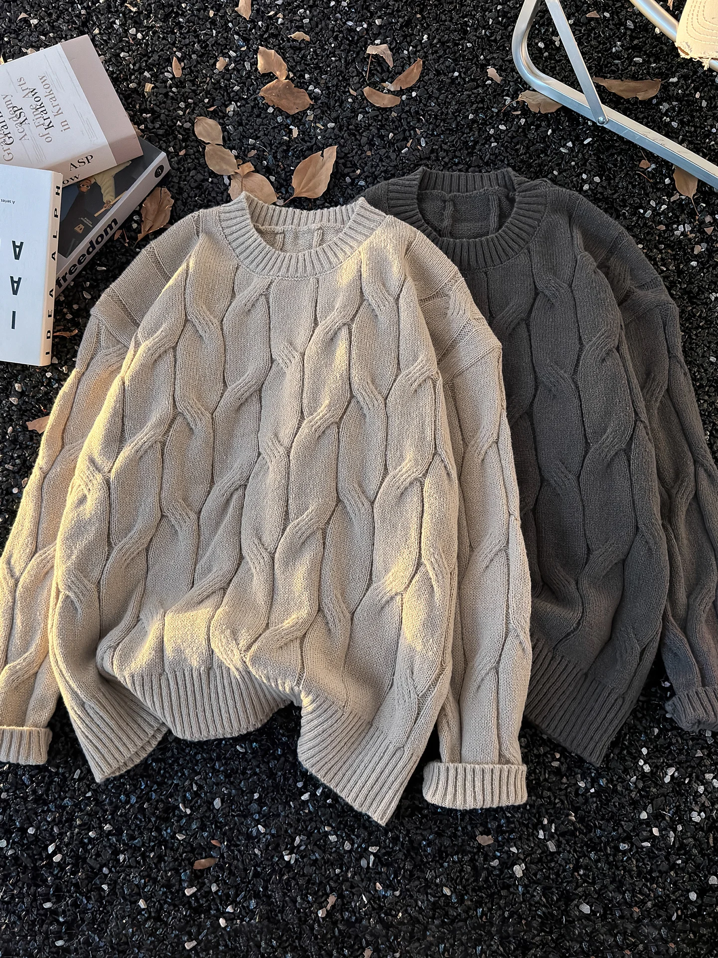 

Autumn Winter Men's Casual Spor Knitted Sweater round Ne Twist Warm Retro High-End American Sle Long Sve Knitwear