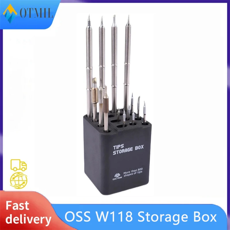 OSS W118 Multifunctional Storage Box For Soldering Iron Tips T12 C210 C245 C115 Anti-explosion Welding Head Organizer Tools