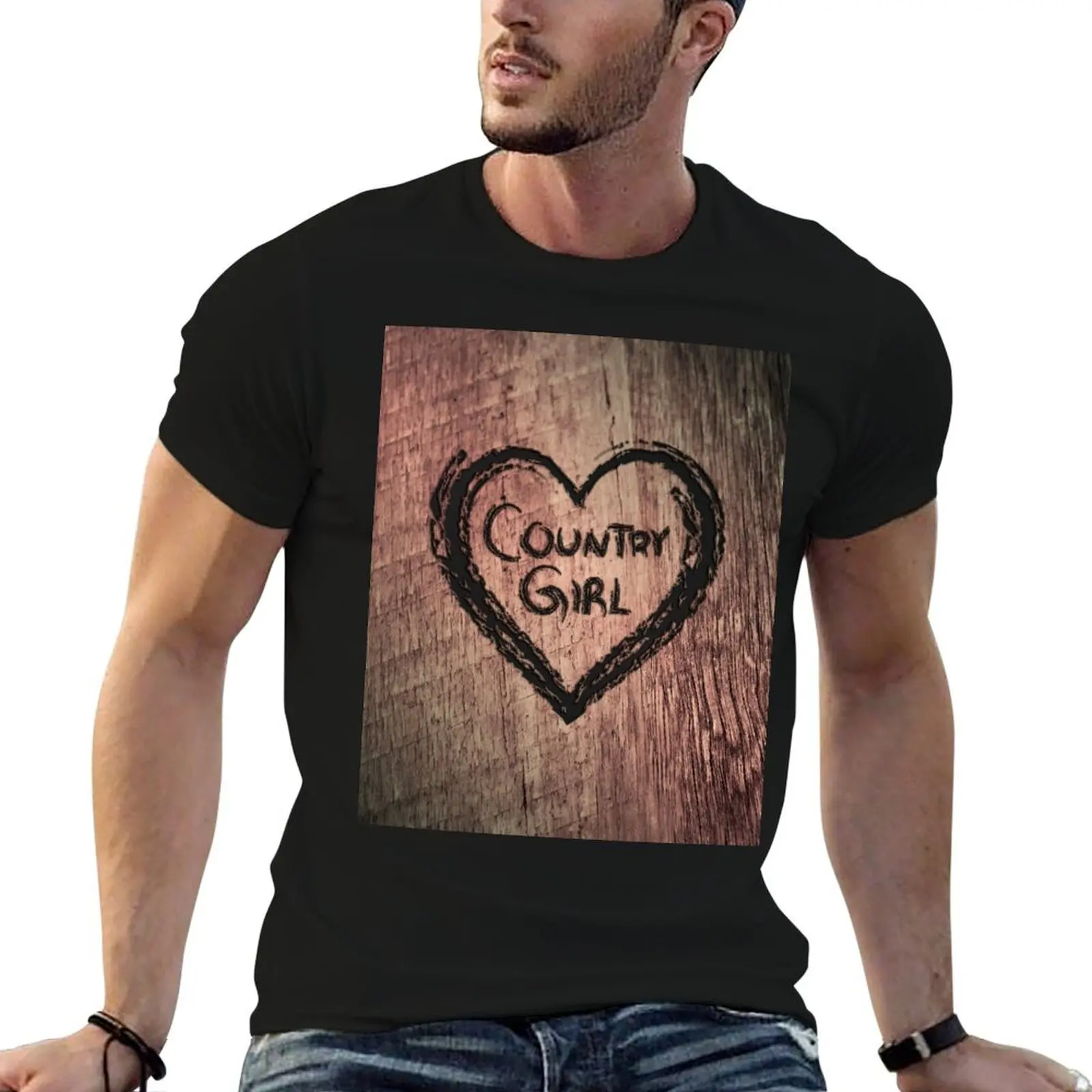 Country Girl Heart etched out of tree T-Shirt essential t shirt summer top vintage graphic tee mens graphic t-shirts