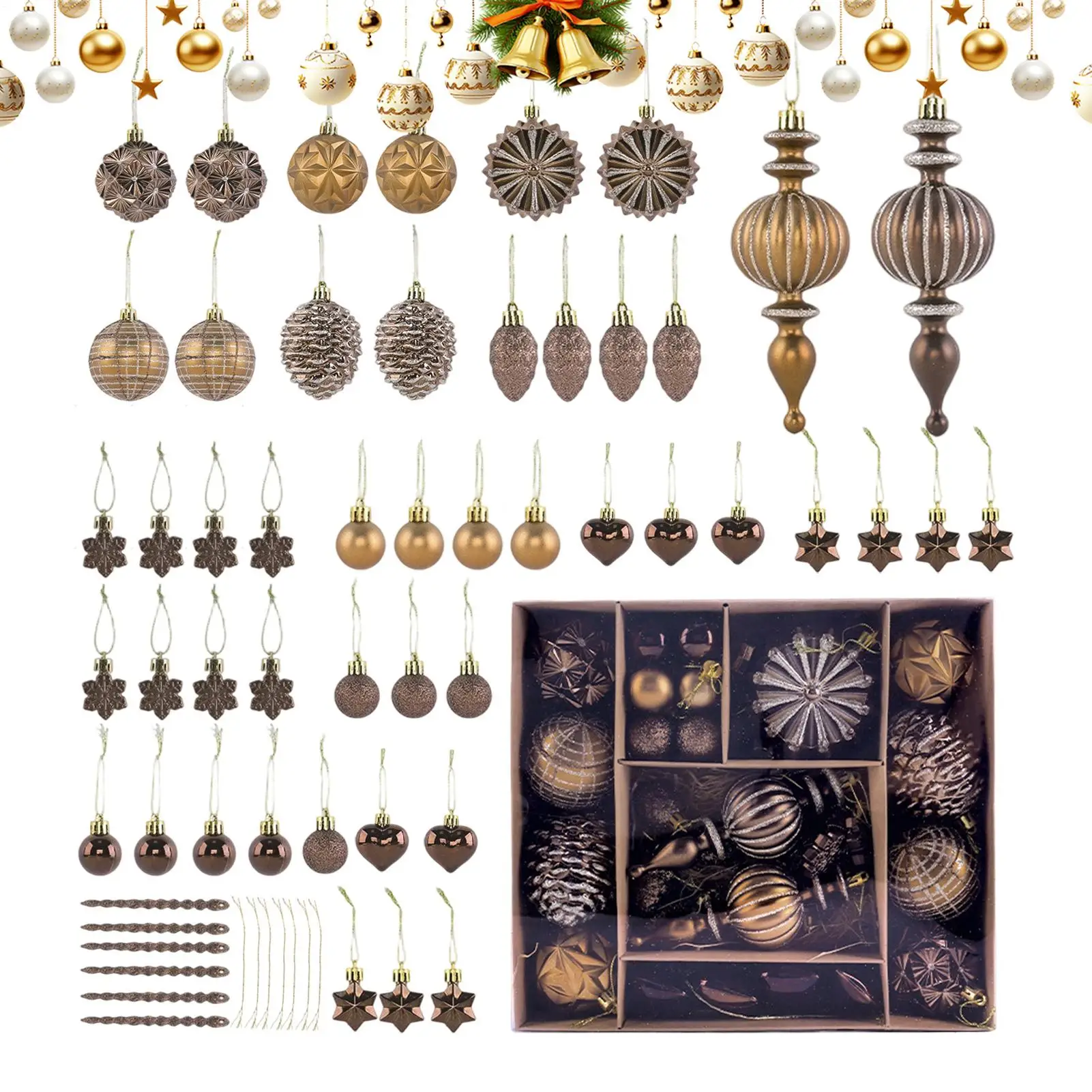 

Набор елочных украшений, небьющиеся, 53 шт., праздничные шары, небьющиеся рождественские украшения для домашнего декора, вечеринки в помещении
