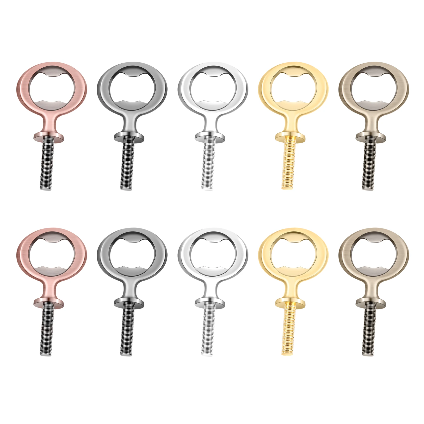 ABVG-10Pcs Metal Bottle Opener Blanks Stainless Steel Bottle Opener Inserts Kit Threaded Beer Opener Hardware