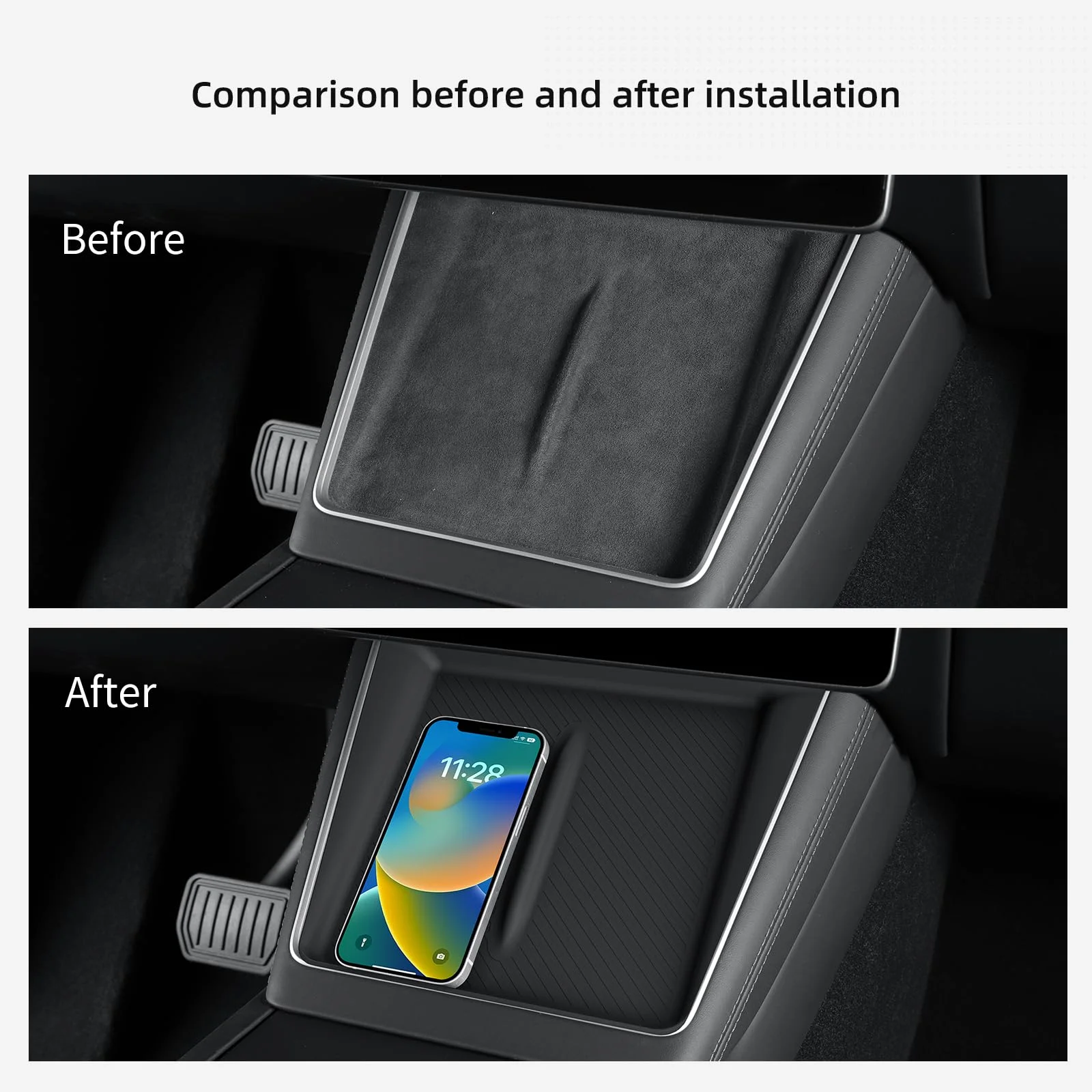 Silicone Wireless Charging Pad for Tesla Model Y Juniper Model 3 2025 2026 Charger Mat Non-slip Dustproof Interior Accessories