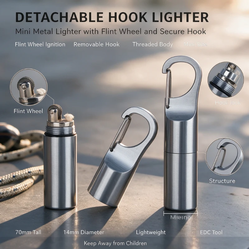 Compact Dolphin HY-665 BuckleMini Metal Lighte LightweightOutdoor Survival IgnitionTool,Multi-purpose Portable Smoking Accessory
