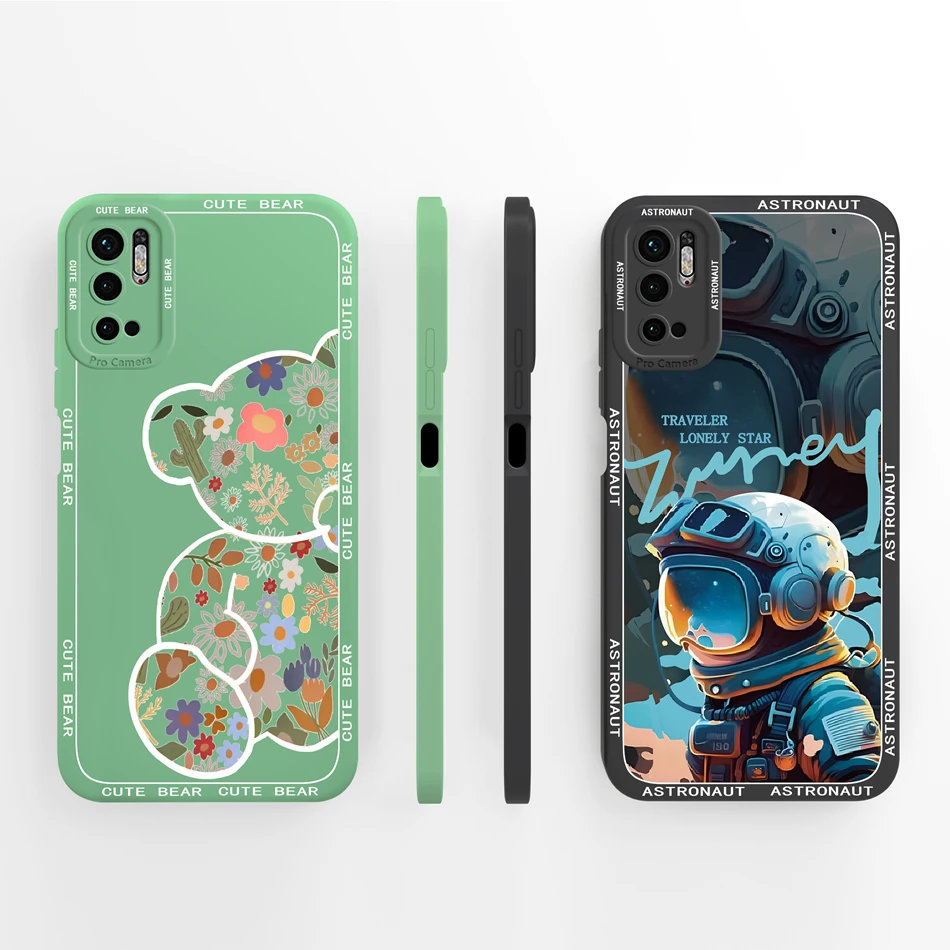 For POCO M3 Pro 5G Case Elegant Rose Full Coverage Anti Choc Fundas Liquid Silicone Protector For POCO M3Pro Phone Back Cover