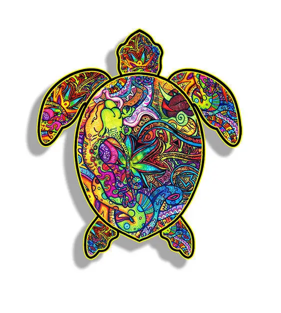 Tie Dyed Turtle Sticker Beach Laptop Car Window Bumper Vinyl Decal Scratch Roof Sunscreen