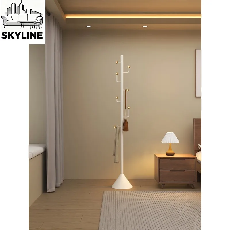 Cream Style Milk White Simple Coat Rack, Household Clothes Storage Stand for Bedroom Bedside & Living Room Entrance