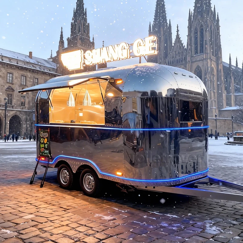 

Уличные мобильные 18-футовые прицепы для еды, полностью оборудованные пиццей, донер-кебаб, бургерные тако, жареная курица, барбекю, грузовик для еды с полной кухней