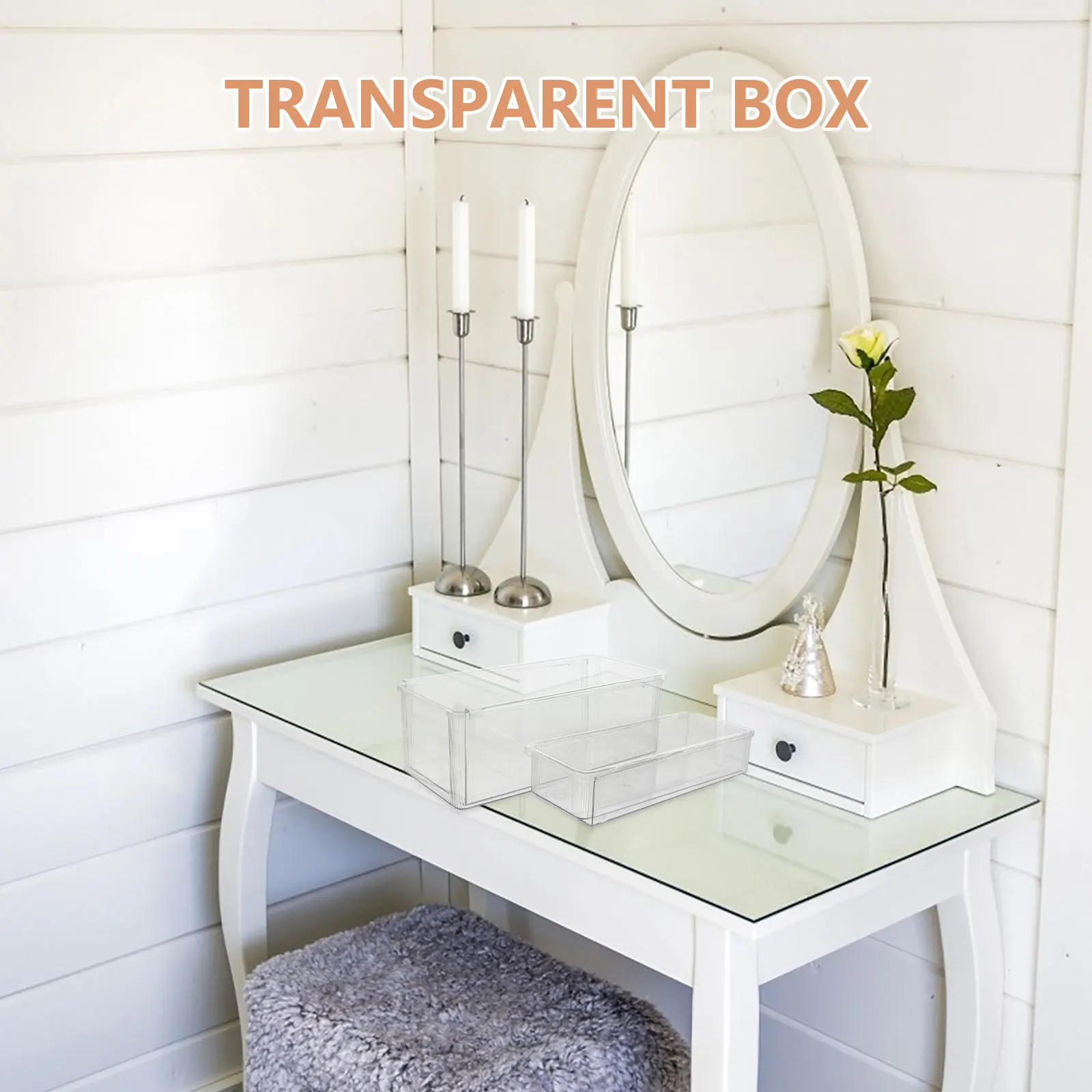 

2 Pcs Storage Box Drawers Adjustable Desk Organizer Large Plastic Clear Bin