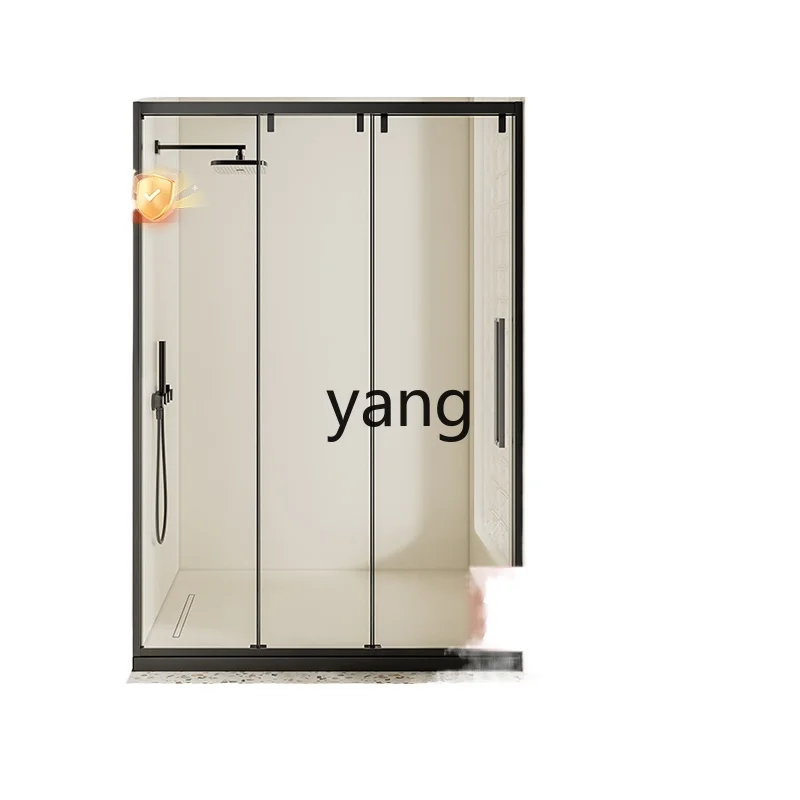 

YJQ three linkage sliding door one-shaped extremely narrow dry and wet separation stainless steel glass partition bath room