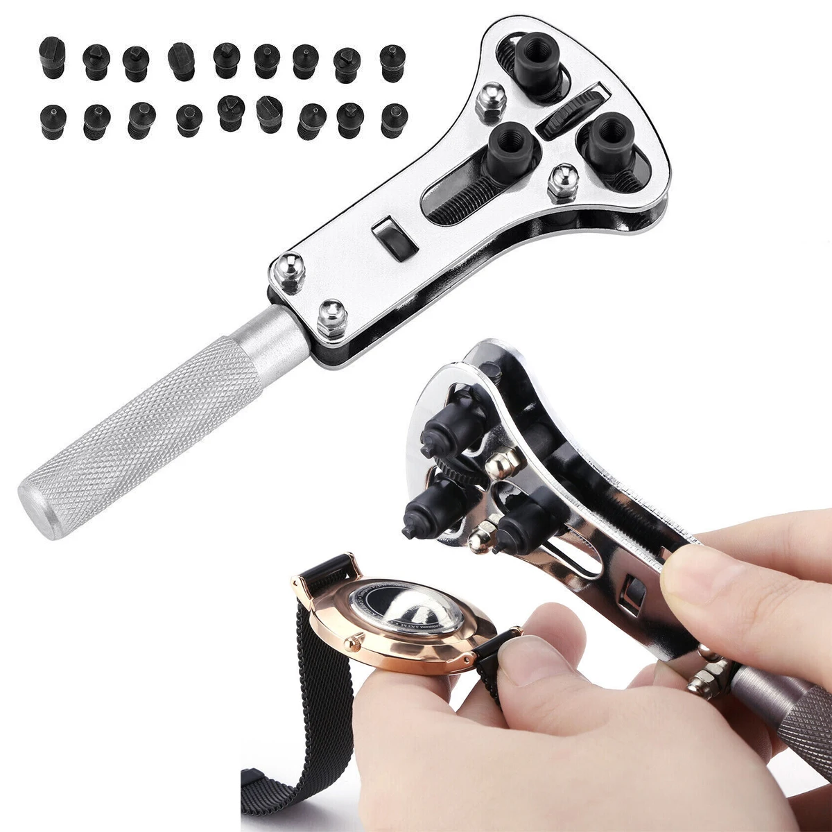 3 Claw Watch Case Opener Adjustable Screw Back Remover Wrench Repair Tool Kit Part Maintenance Bottom Cover Rear Replace Battery
