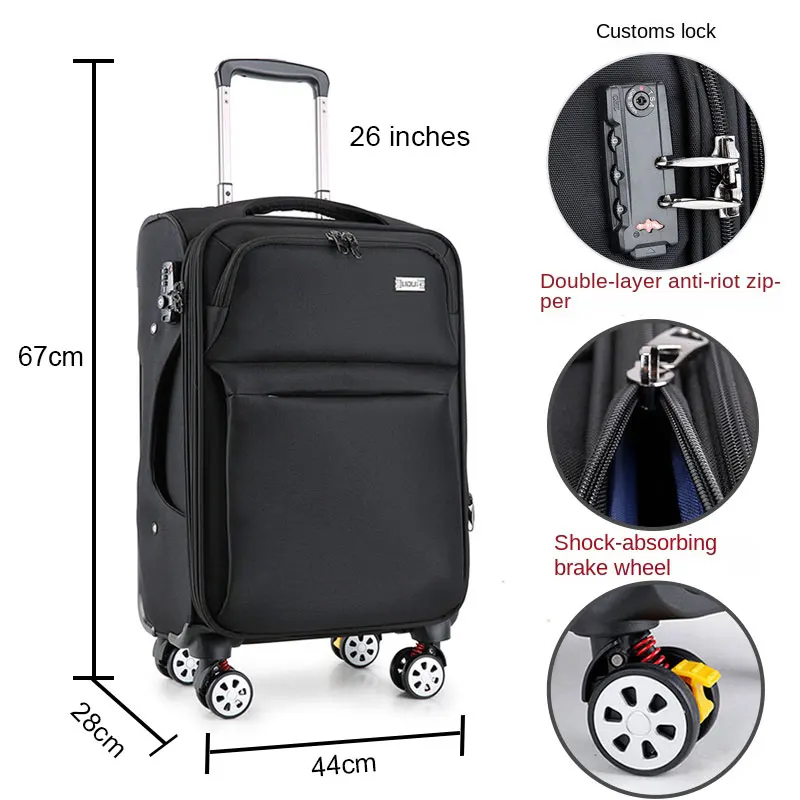 Suitcase Oxford Cloth Waterproof Trolley Case bad Rolling Luggage Spinner Large Capacity Travel Bag Password Trolley Luggage Bag