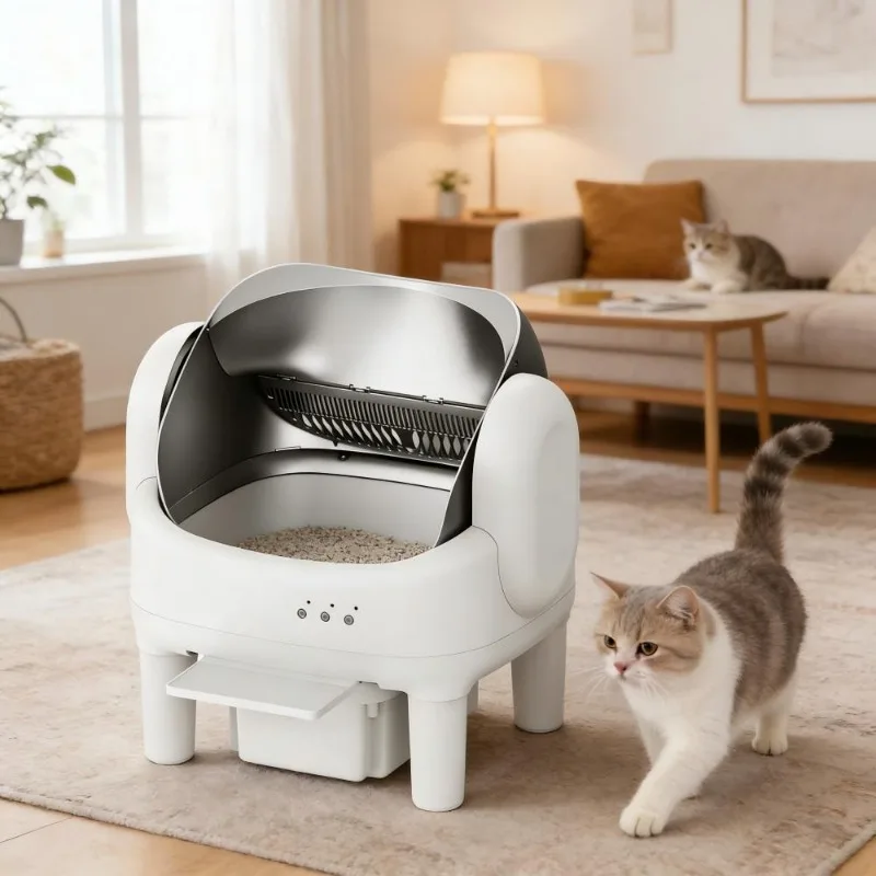 Automatic cat litter box, large space smart cat toilet, automatic self-cleaning deodorant cat litter box