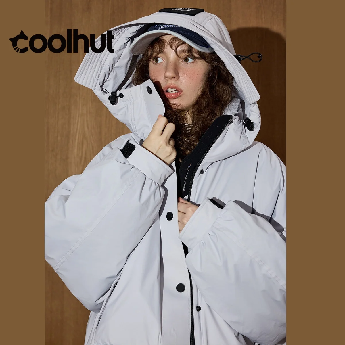 COOLHUT 2025 الشتاء المرأة 90% أسفل ملء سترة مصمم المعتاد معطف مقنع ملابس العمل نمط سترة منفوخة ملابس خارجية دافئة فاخرة #6