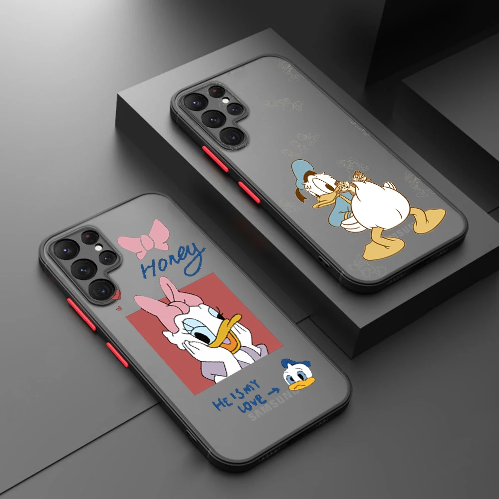 Disney Donald Duck For Samsung Galaxy S23 S22 S21 S20 FE Ultra Plus S10 Lite 5G Frosted Translucent Phone Case