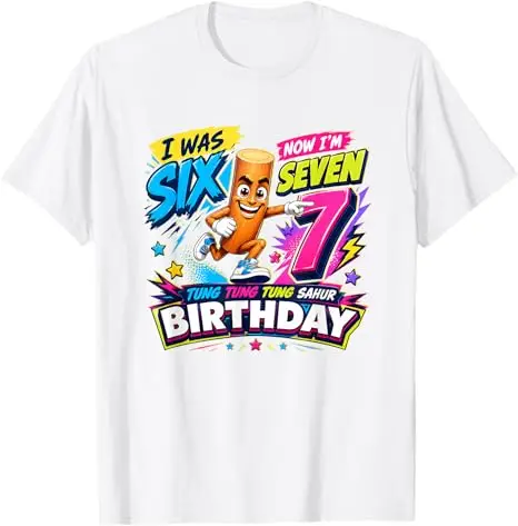 Ich war 6, jetzt bin ich 7 Geburtstags-Jungen-Mode 67 Tung Tung Sahur T-Shirt Y2k 7. Geburtstag Süße Grafik-Kleidung Six Seven Sons T-Shirt Geschenk – Detail 10