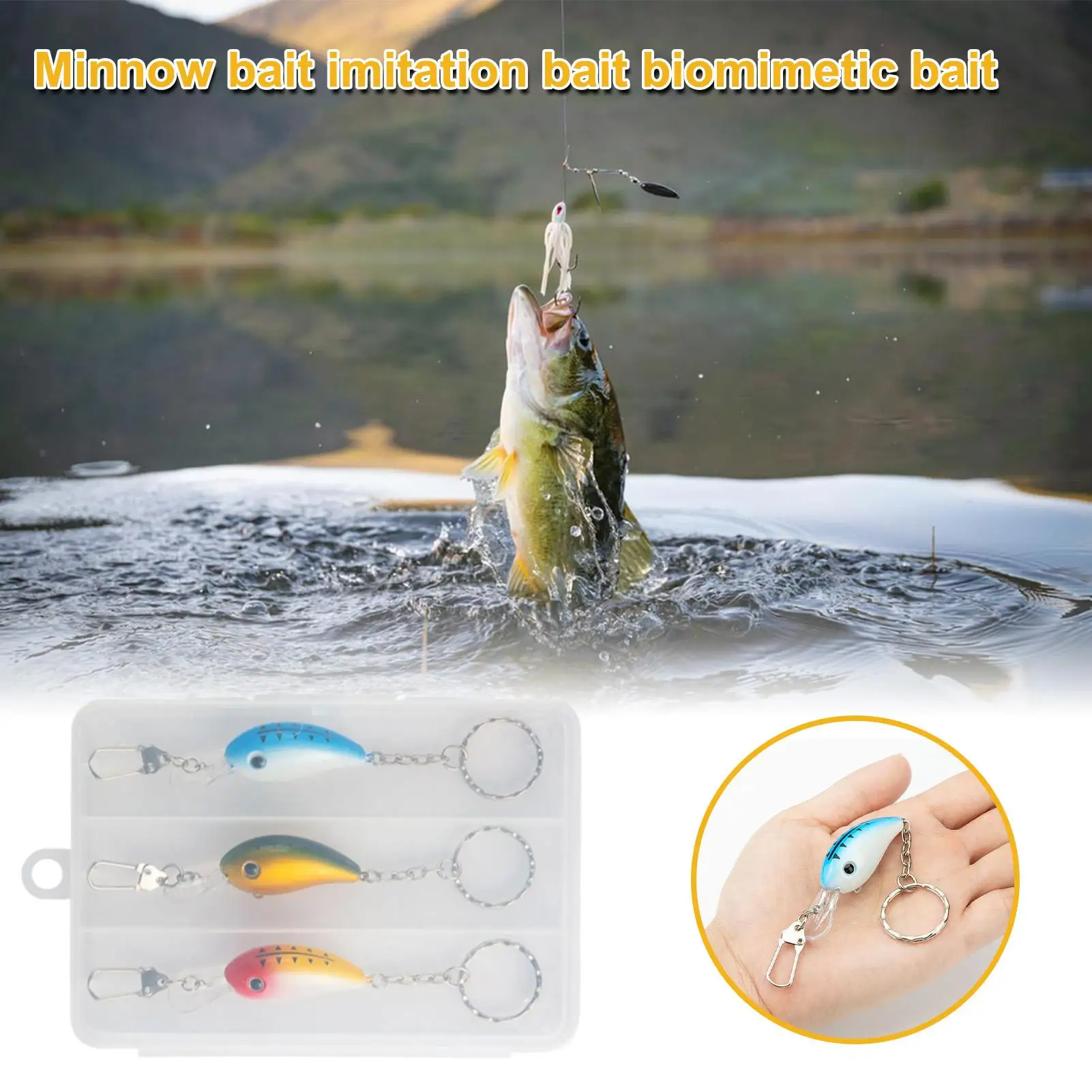 

Fishing Bait Keyring Compact Fishing Lure Keyrings Charm For Purse Trendy Handbag Accessories Fashion Keychains Souvenir For Men