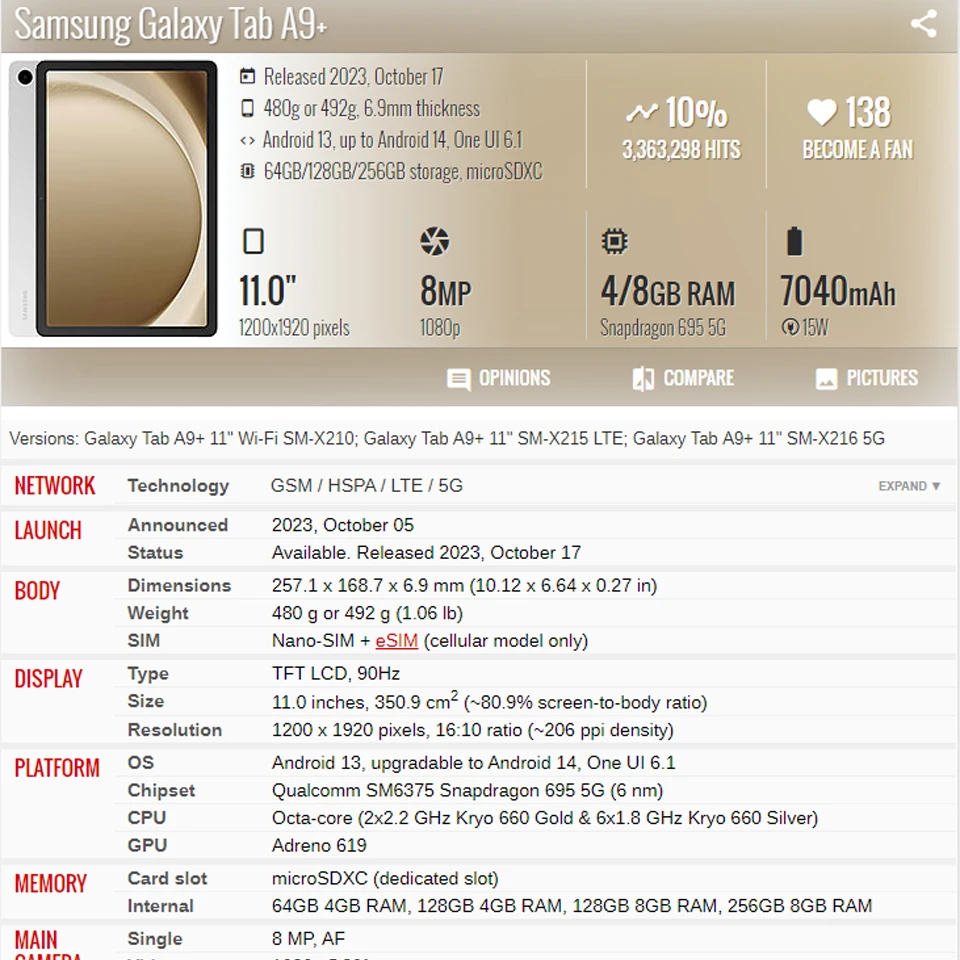 For Samsung Galaxy Tab A9 X110 X115 Touch Screen Panel Tablet A9+ Plus X210 X215 X216 Front Outer LCD Glass With OCA