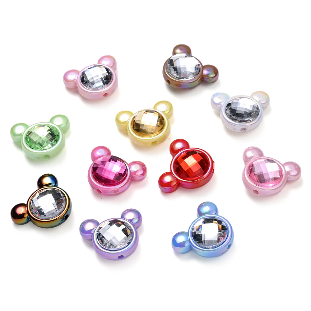 10Pcs 20x25mm Colorful Animal Acrylic Beads Mickey Mouse shape Spacer Beads For Jewelry Making DIY Earrings Bracelet Necklace view 5