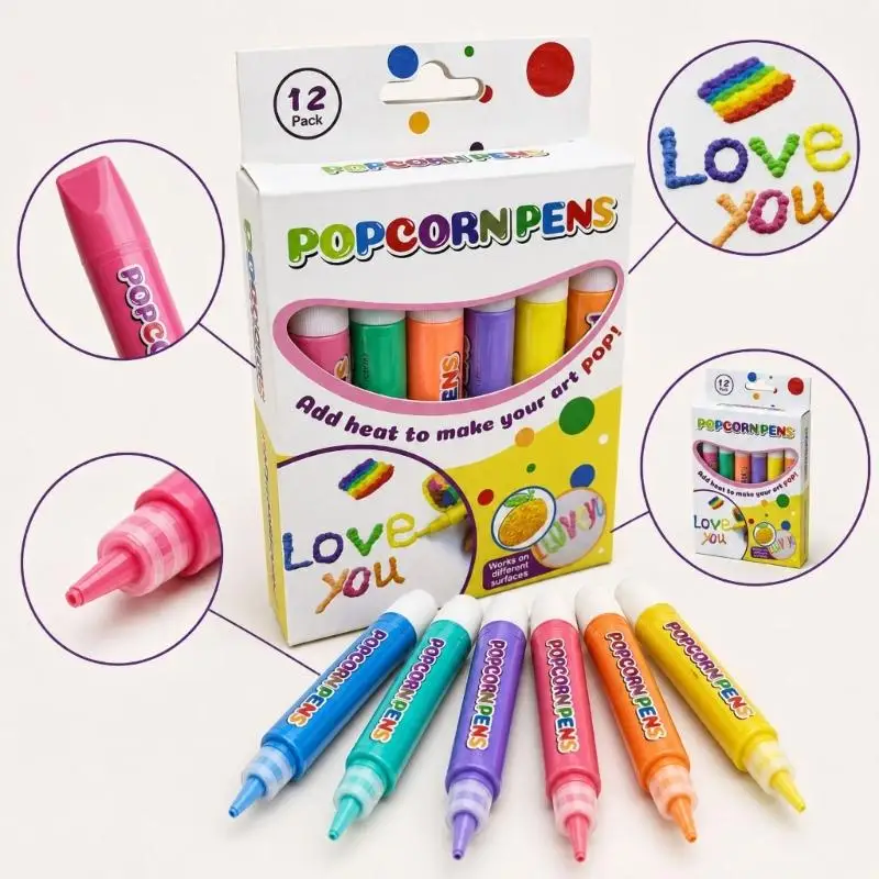 3D Art Craft Pens for Children Heat Activated Painting Pen Assorted Color for Doodling Card Making and Home Decoration D2RC