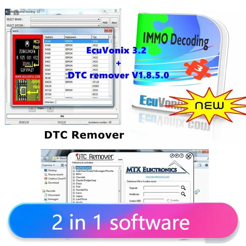 

Программа для удаления DTC MTX 1.8.5.0 с кейгеном + универсальное декодирование IMMO 3.2 с бесплатным кейгеном, диагностическое программное обеспечение для автомобилей EcuVonix 3.2 Unlimited