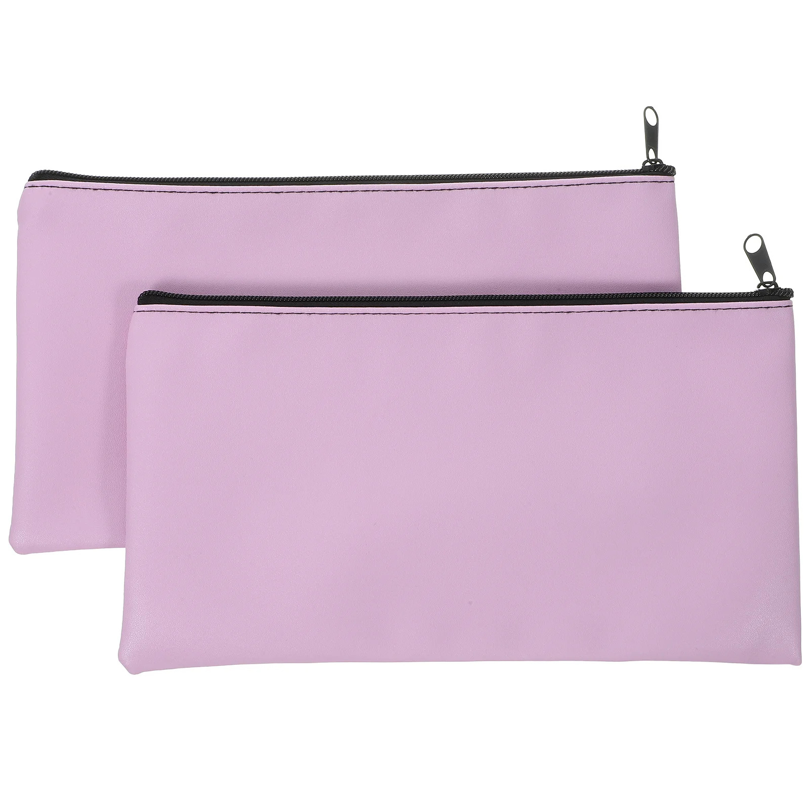 

2pcs Pu Money Pouch For Cash Check Receipt Storage Bill Organizer Bag With Zipper Multi-Use Pencil Pouch Wallet For