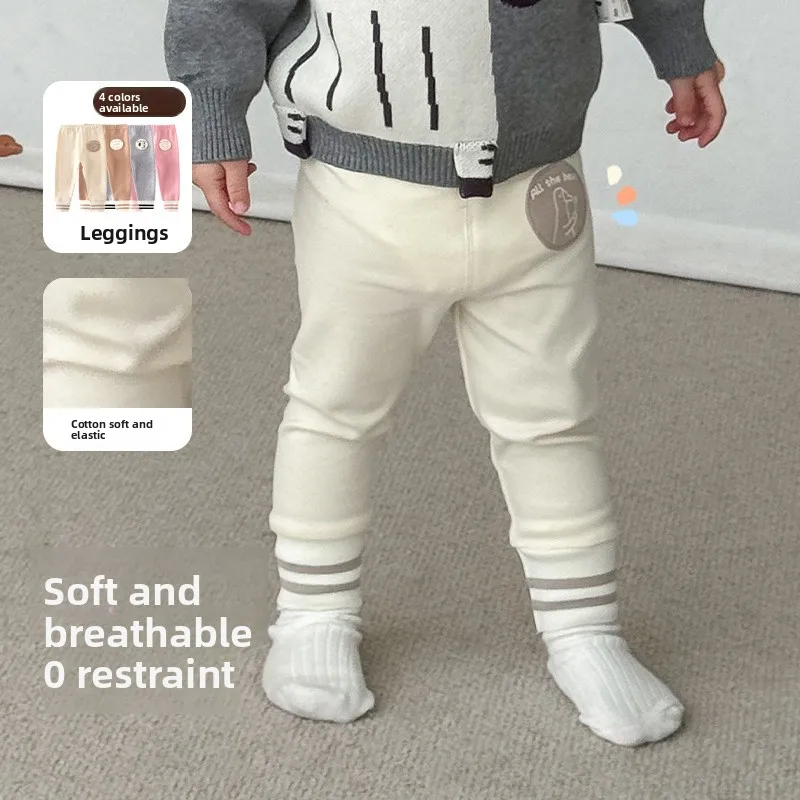 

Children's Patch Leggings 2025 New Autumn Baby Stylish Cartoon Casual Pants Baby Korean Version Contrasting Pants