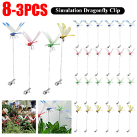3-8Pcs Simulation Dragonfly Clip Lifelike Outdoor Decor Realistic Bug Deterrents Fake Dragonfly Garden Decorative Clip